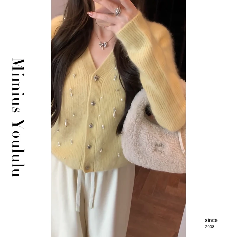 【mimius】&游鹿鹿 重工手工立体钉珠浣熊绒开衫 WF10135