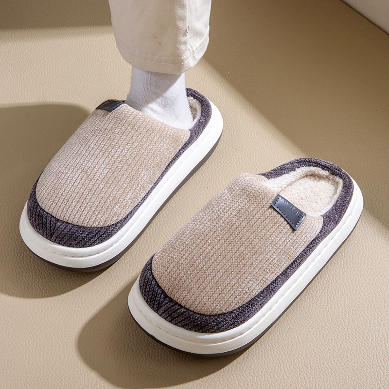 棉拖鞋男女2024冬天新款居家室内情侣简约毛绒加绒加厚保暖棉拖鞋