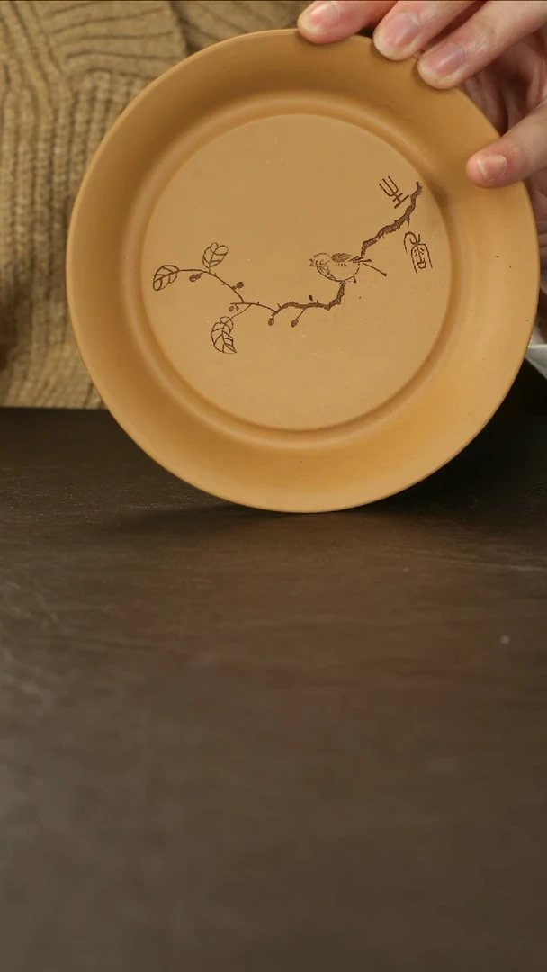 【闪购商品】紫砂茶宠直播福利段泥杯托刻花鸟