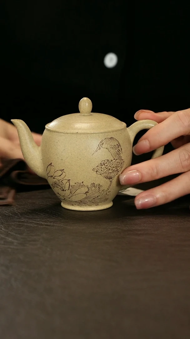 【闪购商品】紫砂茶壶直播福利李建军美人肩刻莲蓬翠鸟本绿