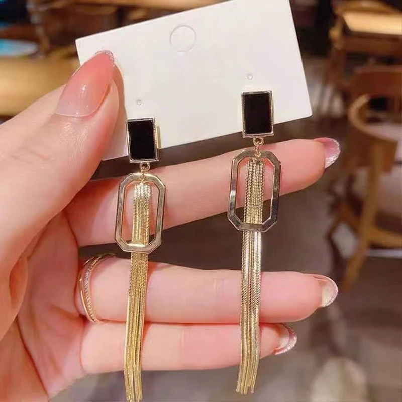 铜合金耳饰 小众长款个性重工韩版优雅夸张设计感耳饰女N1019