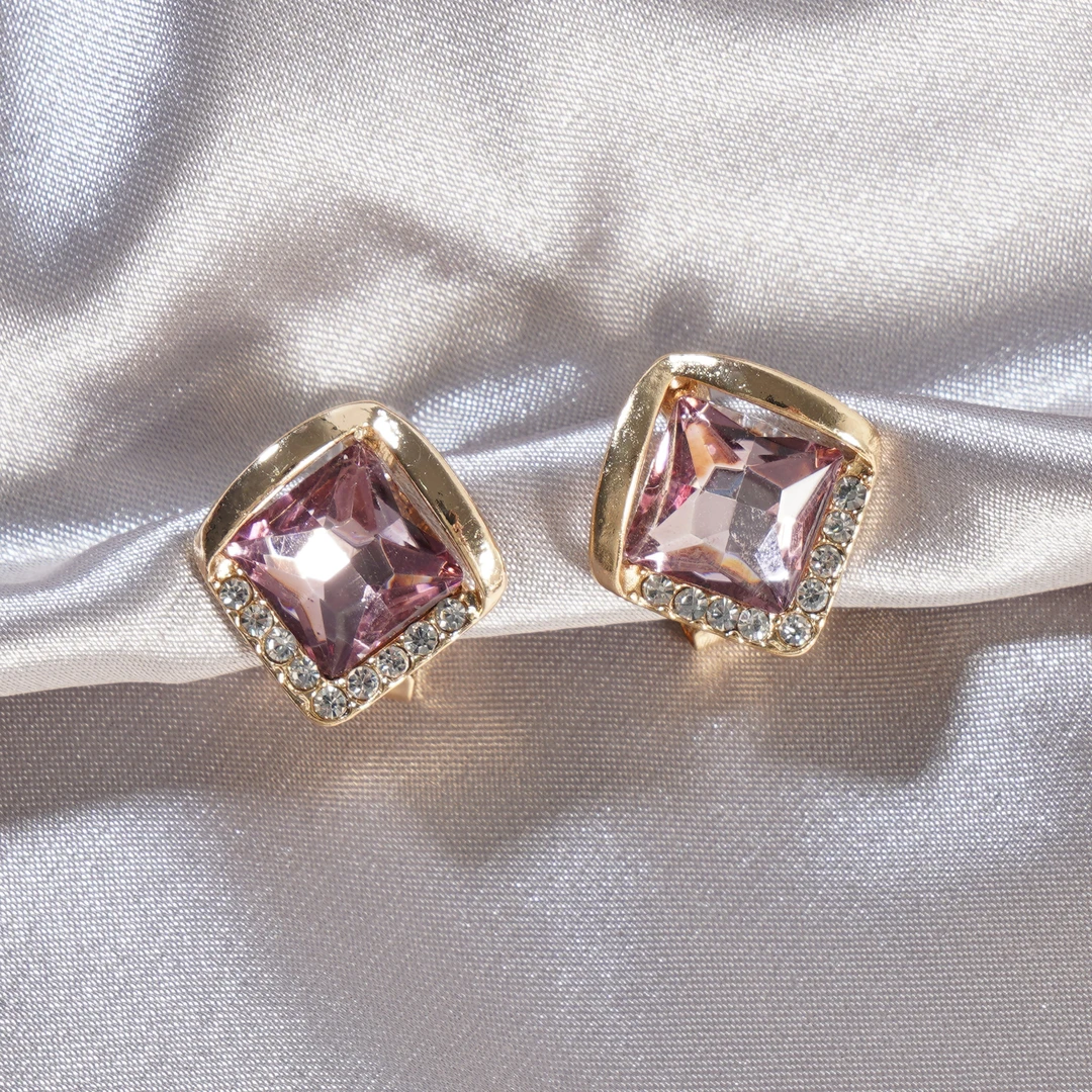 铜合金耳饰 菱形耳钉耳环纯女简约新款小众设计感高级耳饰N1190