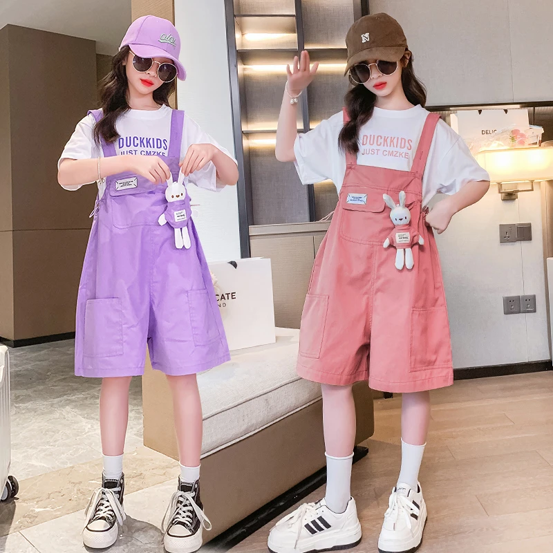 女童背带裤套装夏装短款洋气中大儿童女孩吊带裤子韩版两件套网红