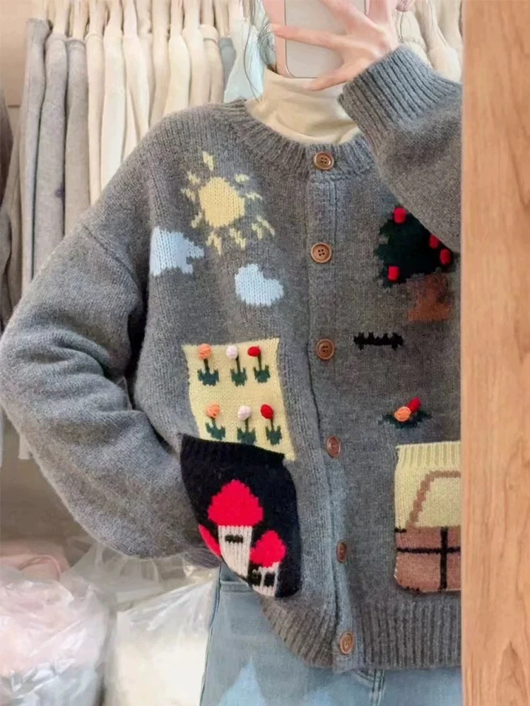 【房子开衫】重工原版全羊毛手工毛衣设计师款开衫