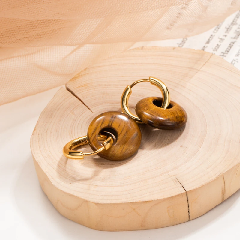 6320 虎眼石耳扣女个性时尚气质轻奢耳饰