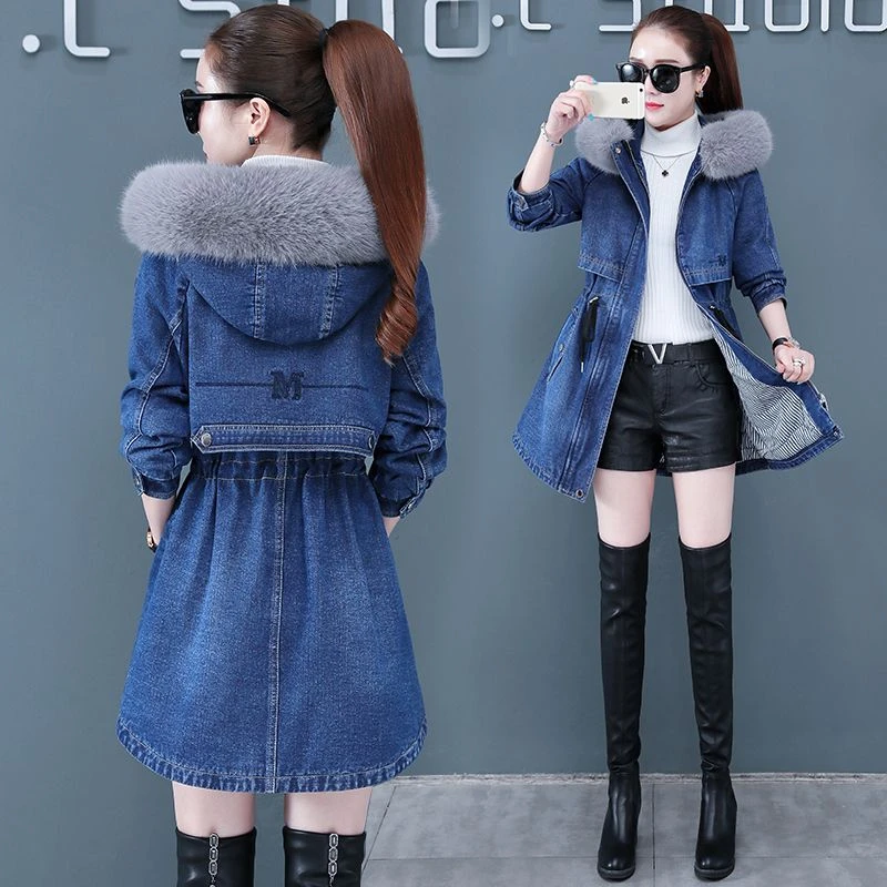 冬季加棉加厚牛仔外套女装2025年新款洋气上衣中长款棉服百搭爆款