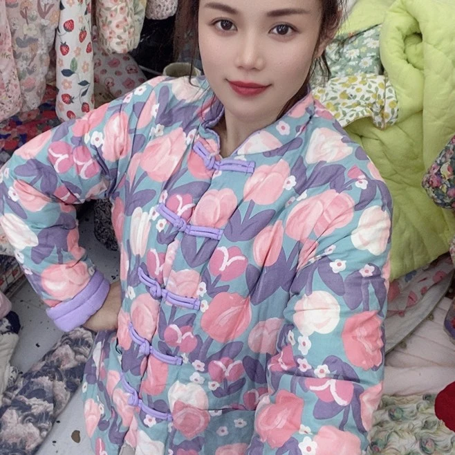 女士对襟盘扣棉花棉袄