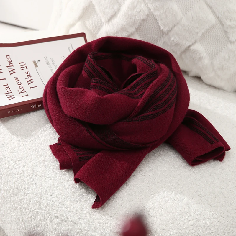 品牌尾单绵羊毛100%本命年围巾围脖红色秋冬纯色双面高档保暖围脖