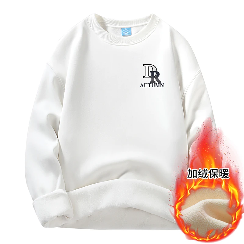 秋冬新款重磅卫衣加绒加厚宽松运动打底圆领卫衣休闲学生套头外套