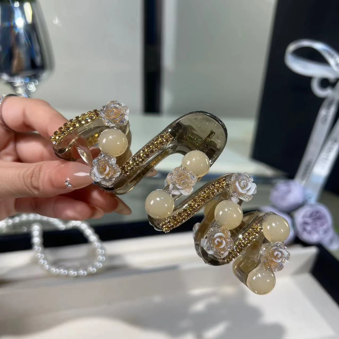 A300猫石波浪发夹后脑勺气质精致鲨鱼发卡夹子头饰ins风发厚女