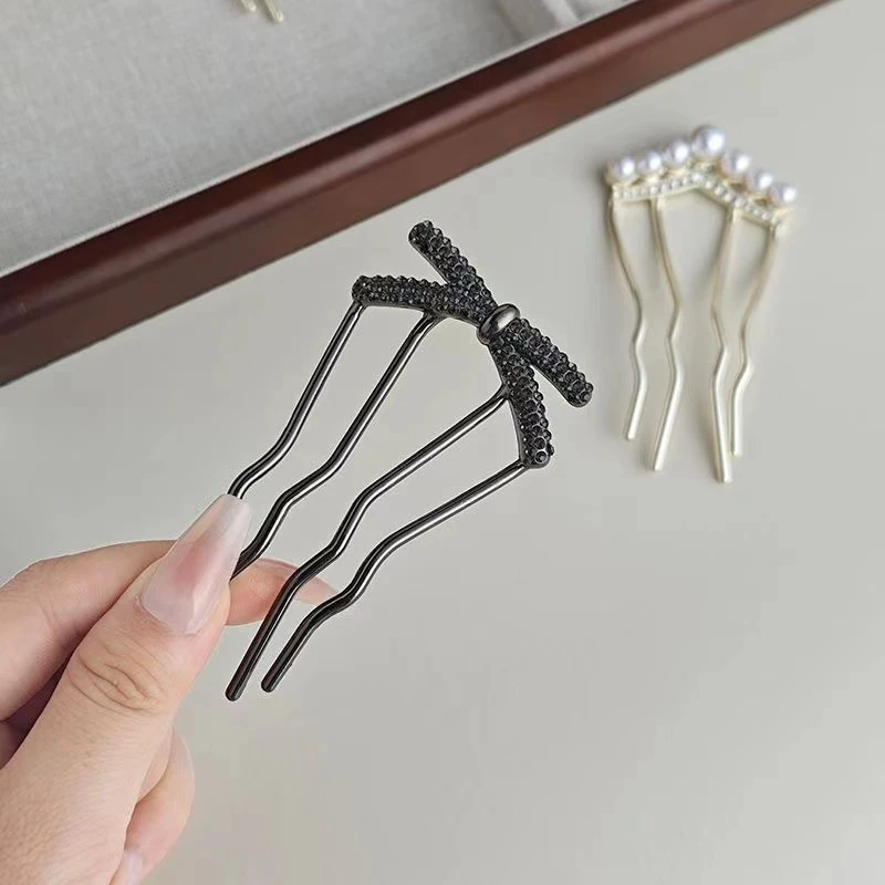 A030花朵蝴蝶发簪新款高端新中式盘发百搭发钗子步摇后脑勺簪子女