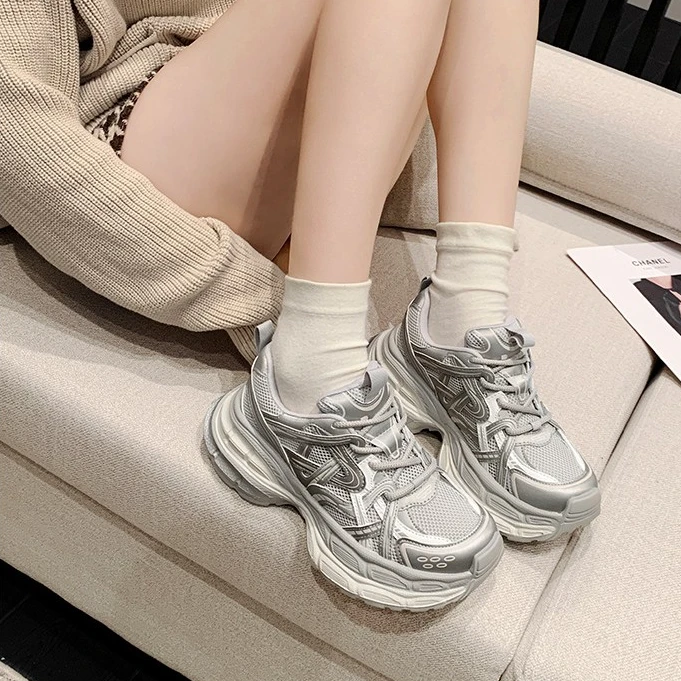 小码女鞋32-34码春夏新款厚底增高透气老爹鞋休闲复古网红运动鞋