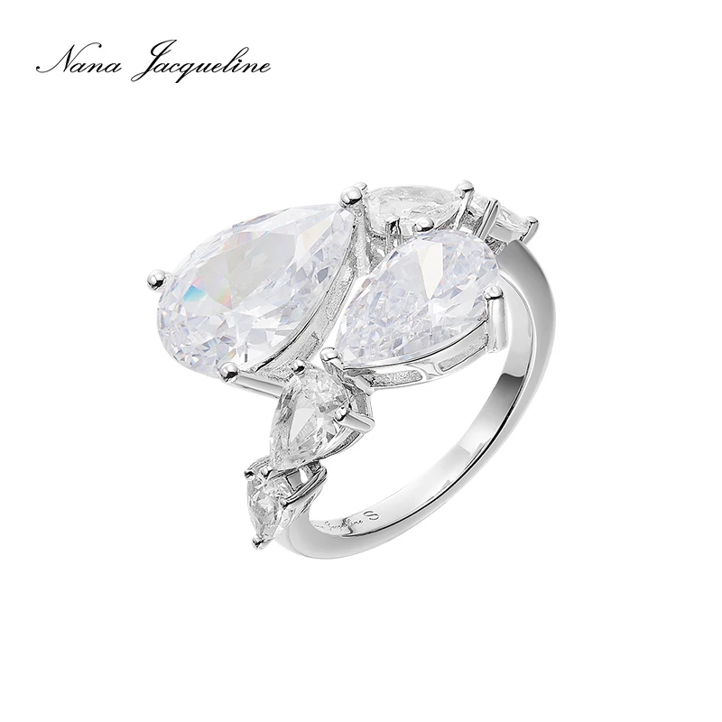 nanajacqueline 黄铜戒指 真爱之泪系列 交叉水滴高级开口戒指