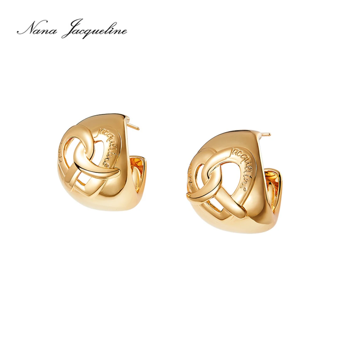 铜合金无非金属耳饰 NanaJacqueline甜品系列爱心扭扭结时尚耳钉