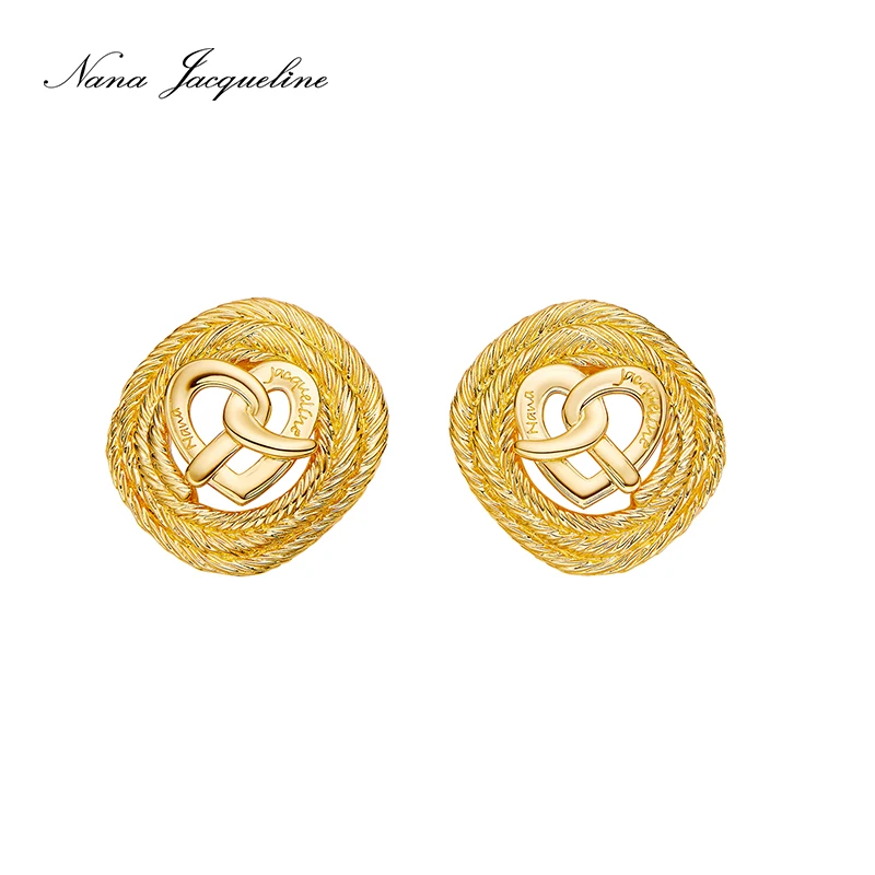 Nana Jacqueline 铜合金耳饰 甜品系列复古肌理爱心扭扭结耳环女