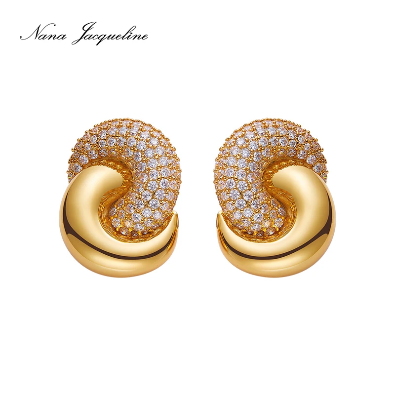 黄铜合成锆石耳饰 【Eternal Bond系列】复古交叉圆环耳饰新款耳钉