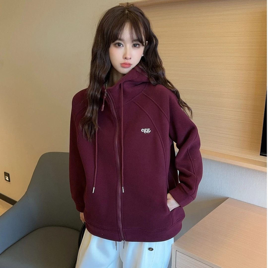 L125冬季韩版egg加绒加厚时尚防风奥利拉链女士休闲外套24-215