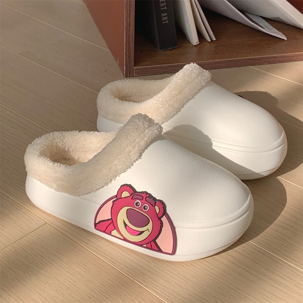 细细条 玩具总动员可爱草莓熊亲子棉拖鞋室内外保暖月子鞋女冬季