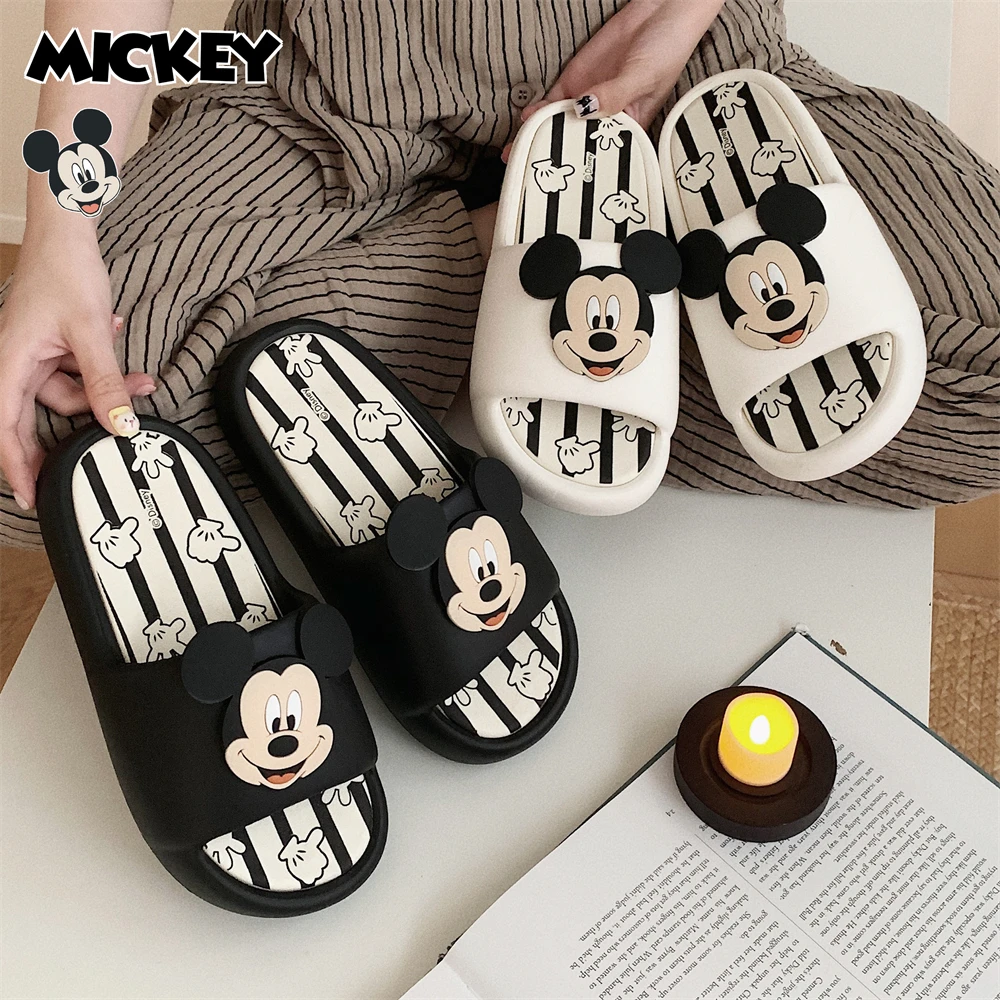 细细条 少女心一字拖鞋男女可爱米奇蝴蝶结米妮防臭情侣室外凉拖