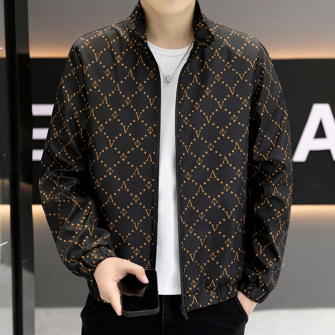 2025男士秋季时尚休闲百搭印花立领夹克8606男款夹克