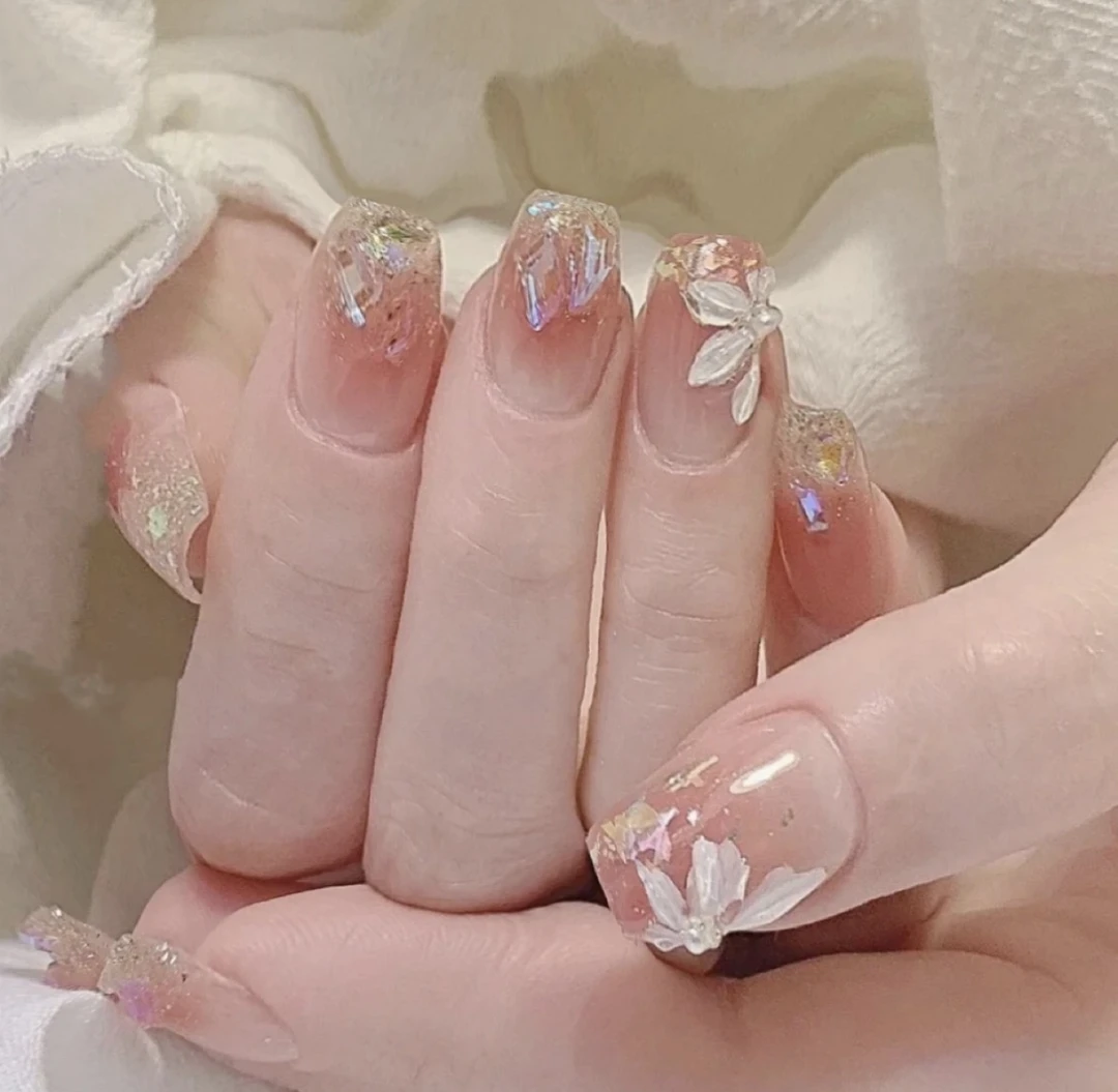 【冰花精灵】--10片装纯手工设计法式轻奢美学穿戴甲