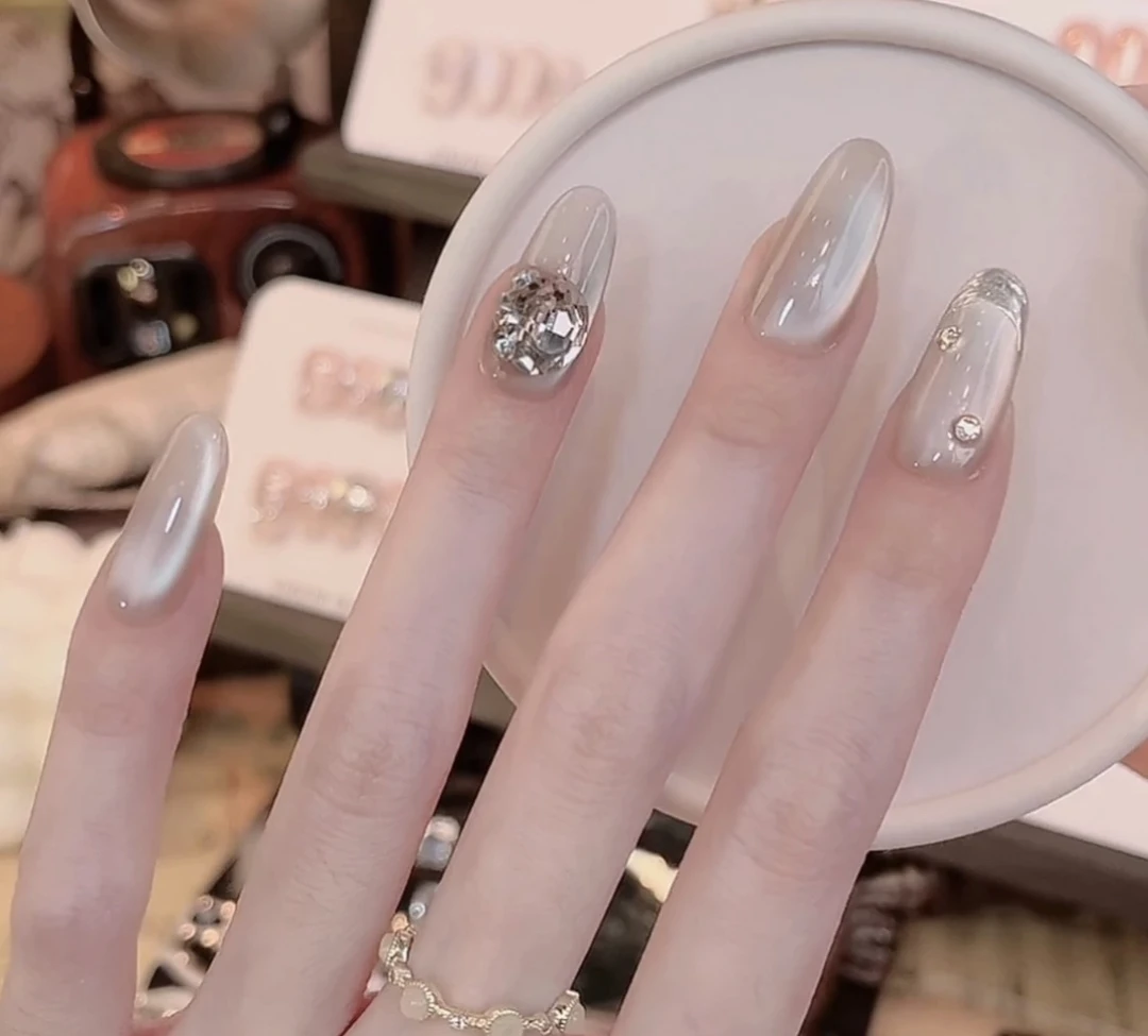 【月光奏明】10片装纯手工 鎏金猫眼穿戴甲