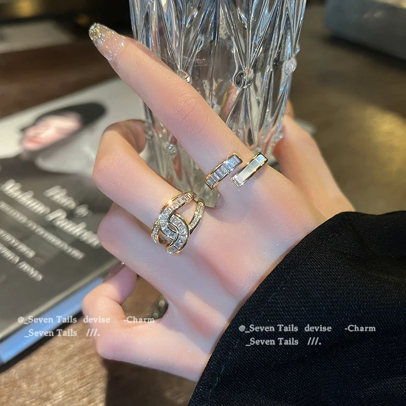铜合金戒指 气质网红奢华闪钻戒指女时尚个性感小众食指戒