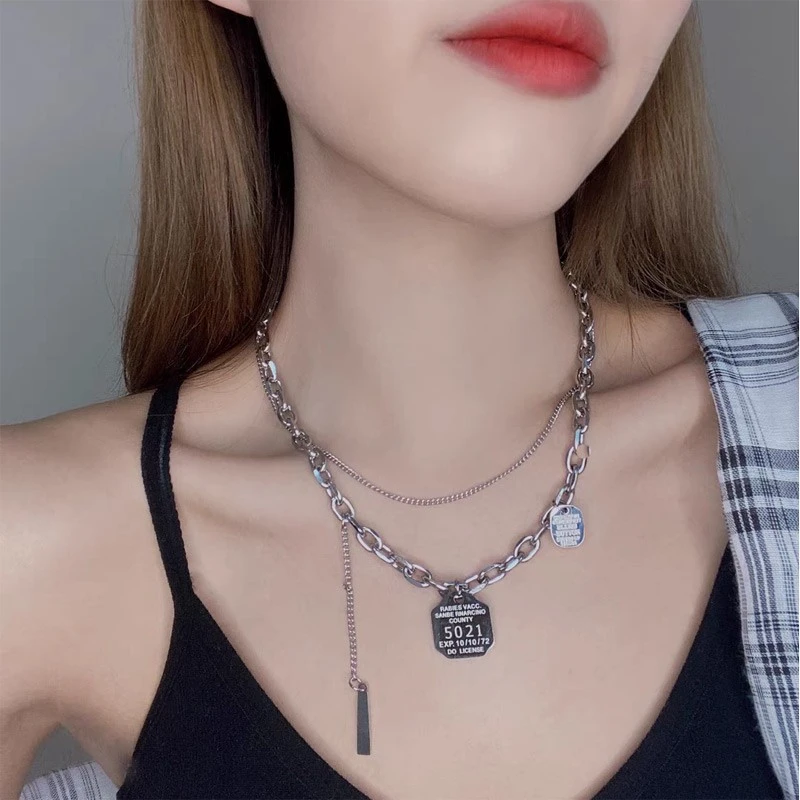 钛钢项链 流苏项链女锁骨链新款ins嘻哈设计感冷淡风短款毛衣链