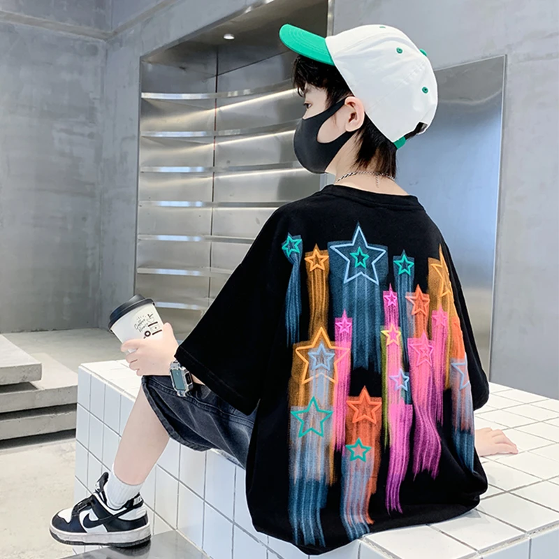 男童短袖t恤2025新款夏装儿童上衣夏季半袖韩版帅气休闲男孩衣服T