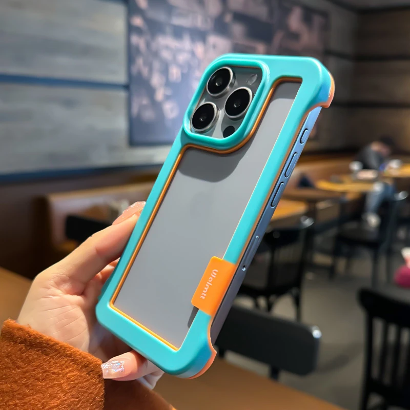 裸感【无边框】适用苹果15/15/13/12手机壳撞色iPhone15promax防摔