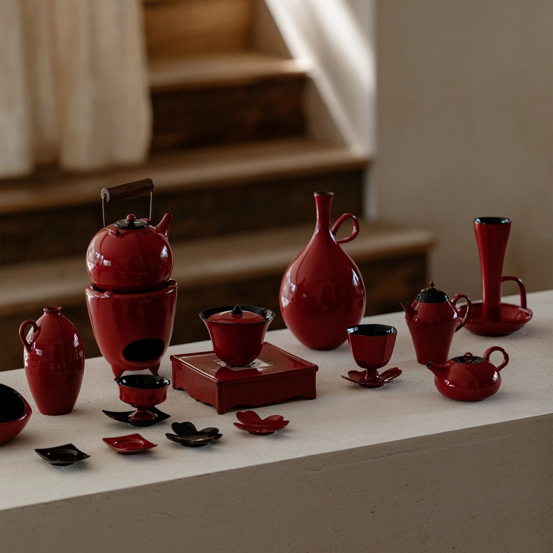 赭梦红朱 茶杯杯垫茶壶盖碗家用功夫茶具中式复古陶瓷围炉煮茶壶