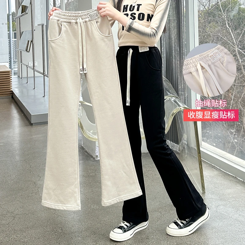 女童喇叭裤春秋款外穿童裤中大童休闲长裤春秋装儿童裤子加厚长裤