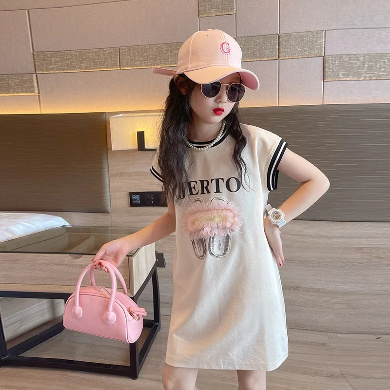 女童T恤连衣裙新款洋气儿童宽松夏天公主裙子长夏季 女孩时尚韩版