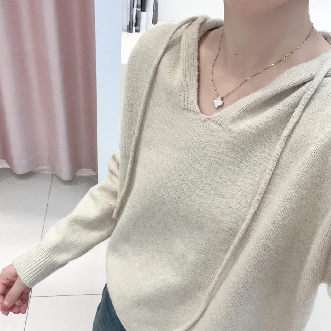 【君子莲】简约纯色连帽上衣秋季新款慵懒百搭休闲套头帽衫女A796