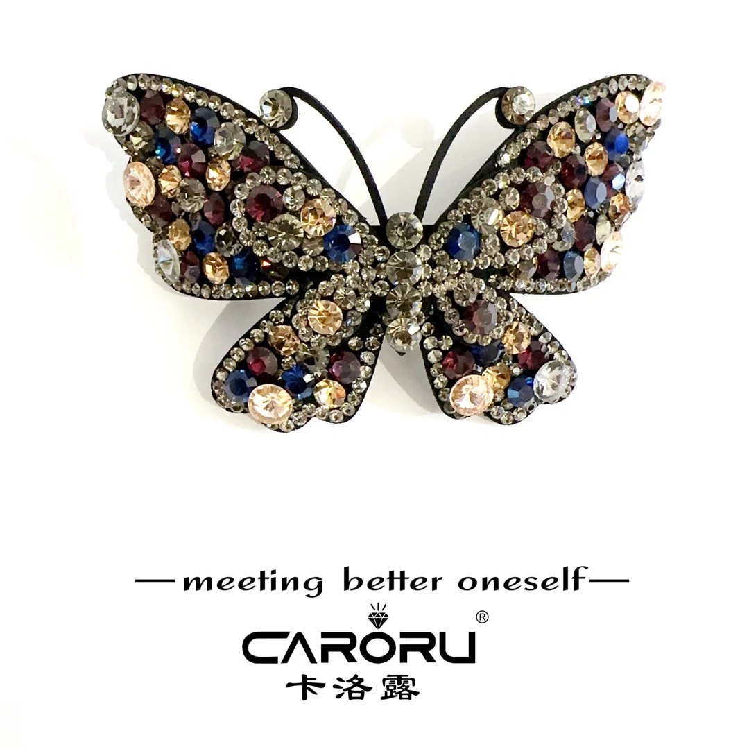 CARORU-卡洛露【海蓝之蝶】设计师高端施华奥钻大气高级弹簧夹