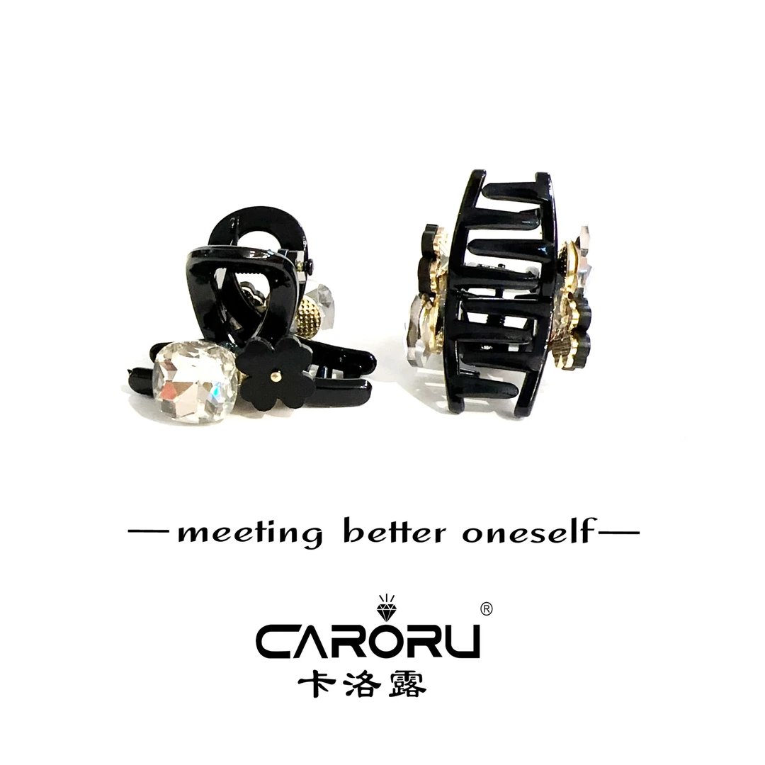 CARORU【黑金四叶．抓夹】原创高定韩系发饰4cm时尚饰品