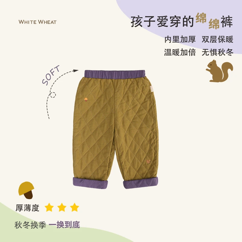 whitewheat儿童2024冬季新款裤子男女童保暖裤宝宝棉裤WW23DK012