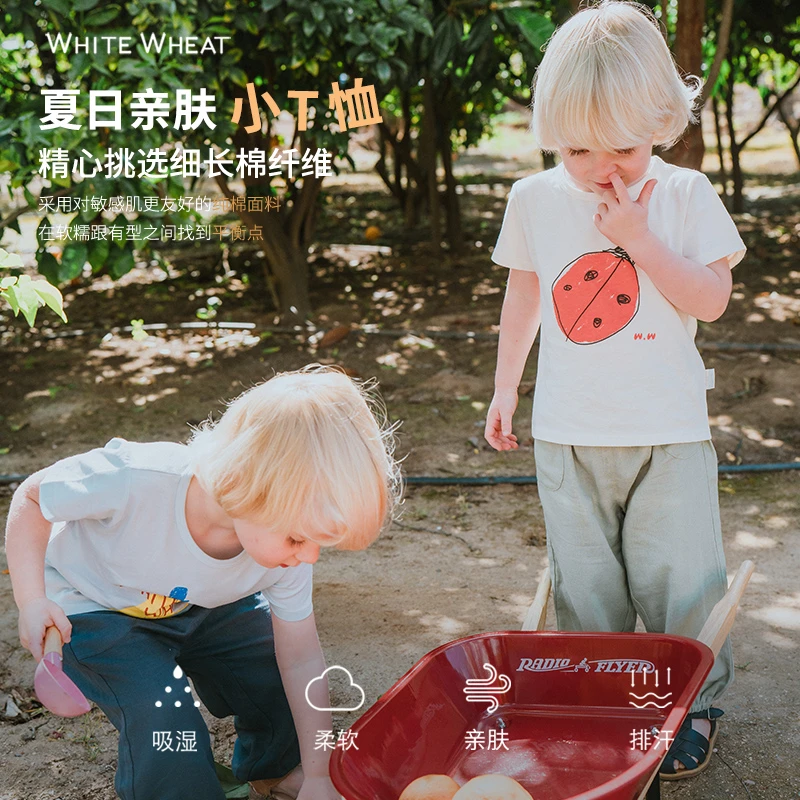 whitewheat儿童t恤宝短袖女男孩衣服WW24XT032