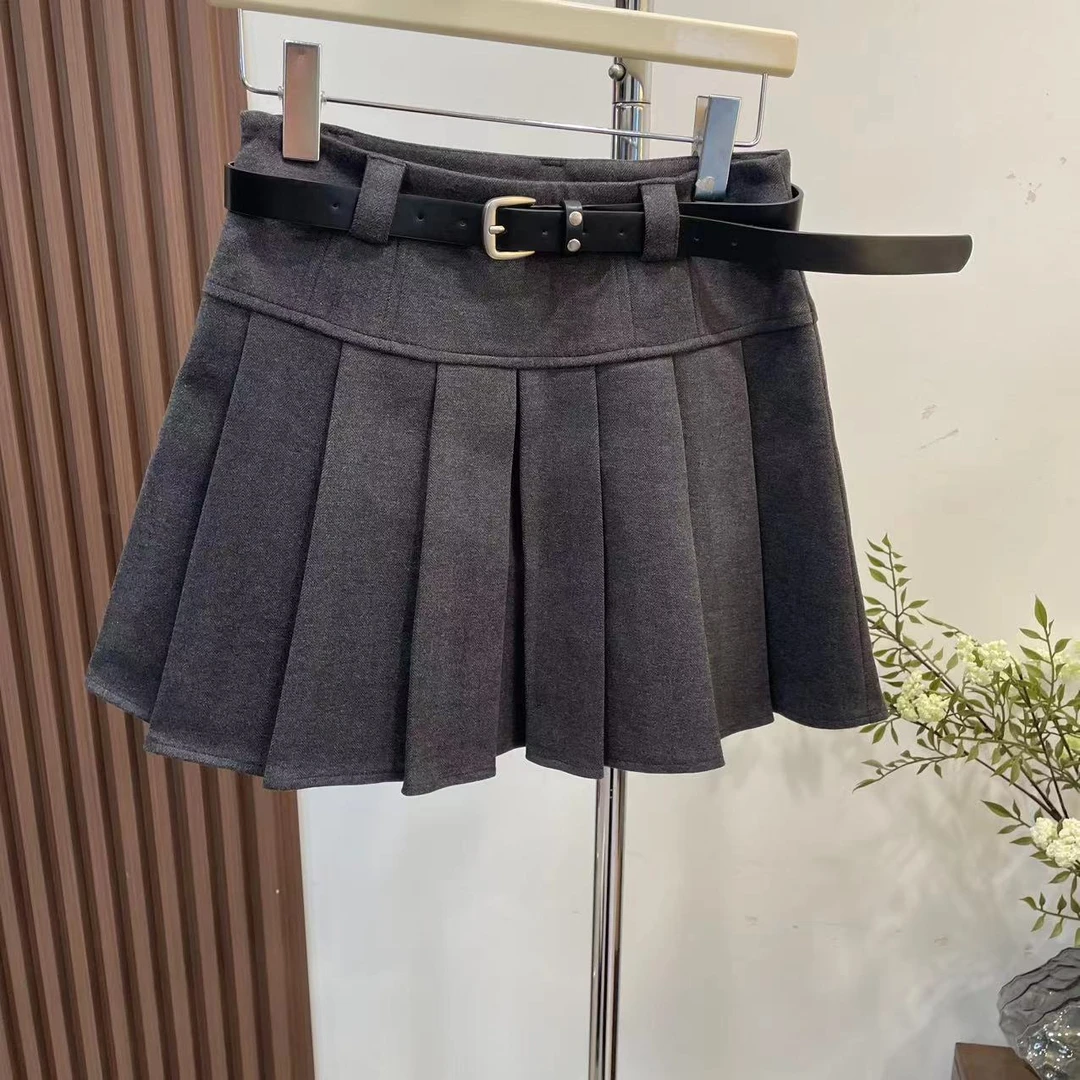 半身裙-88062高腰百搭A字百褶