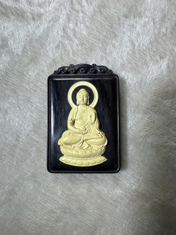 紫光檀镶嵌黄杨木之八大守护神（阿弥陀佛）