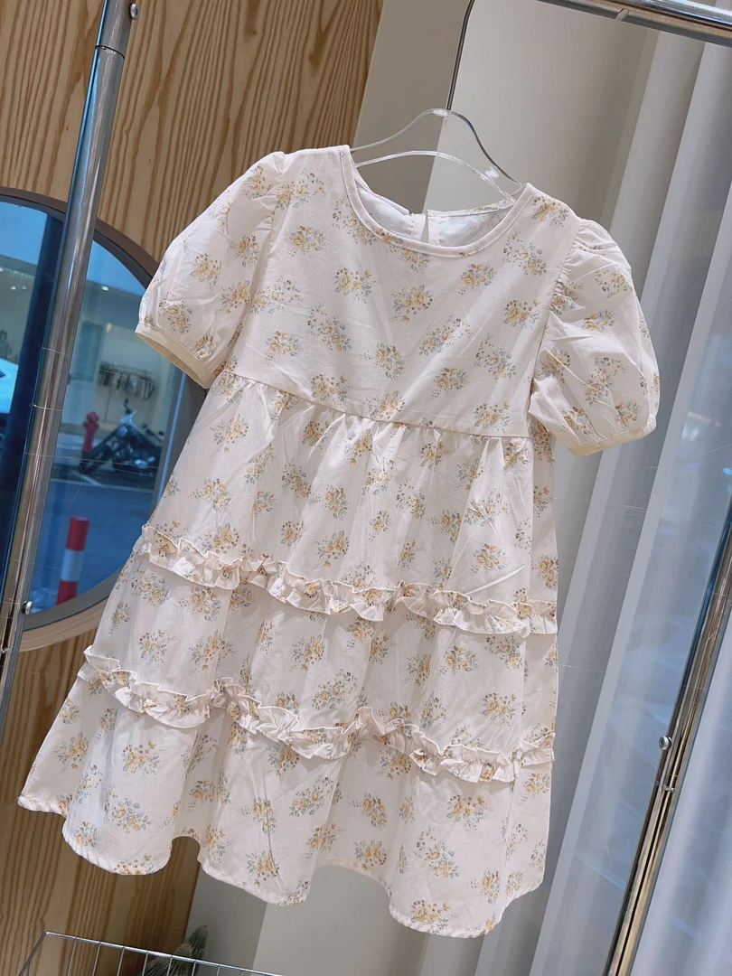 575 女童休闲棉布连衣裙印黄花甜美时尚