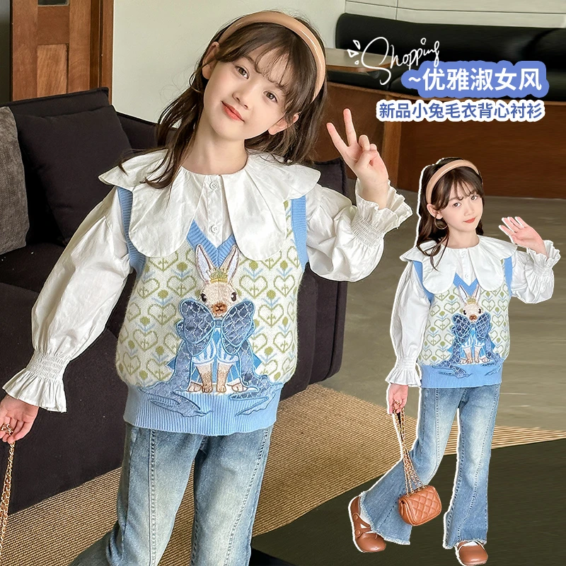 <535>纯棉-新款女童时尚娃娃领衬衣