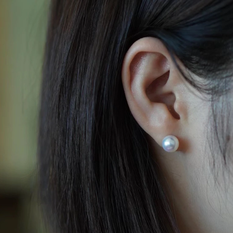 7-8mm极光炫彩珍珠耳钉
