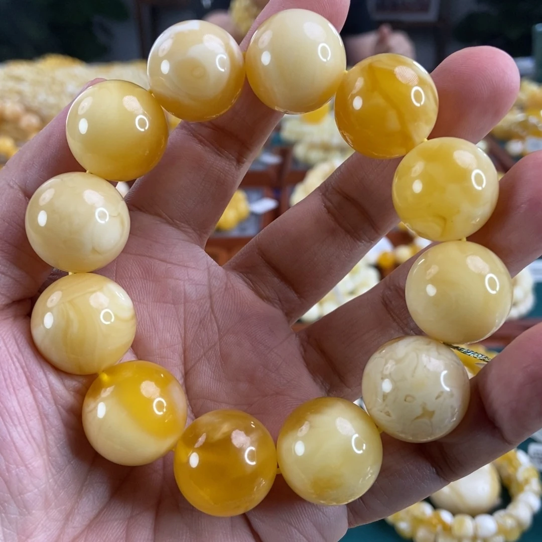 琥珀珠宝奇石未镶嵌20金白溶洞手串59.97