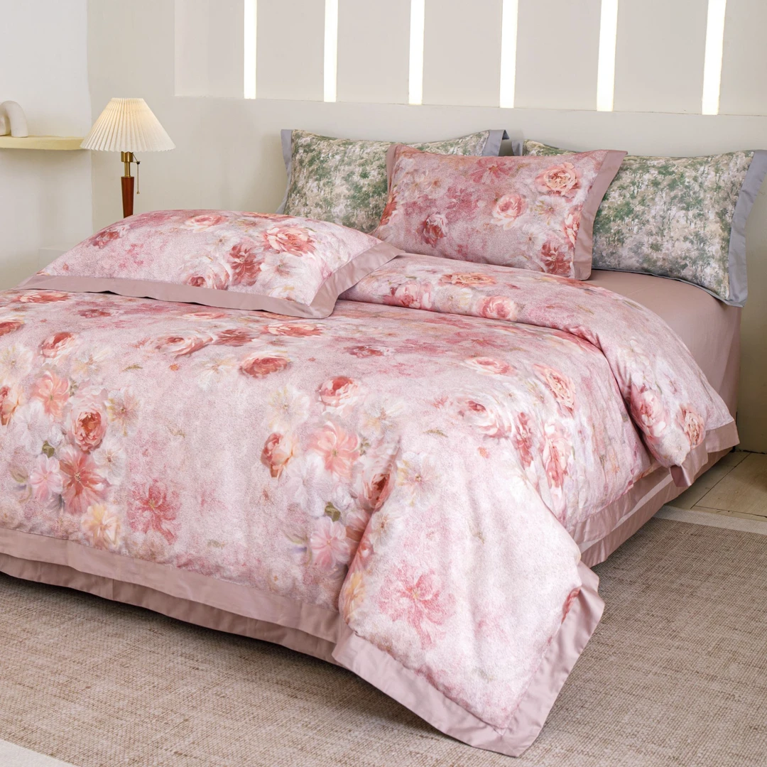 【天丝磨毛】天丝长绒棉提花四件套精品印花轻奢简约款四床上被套