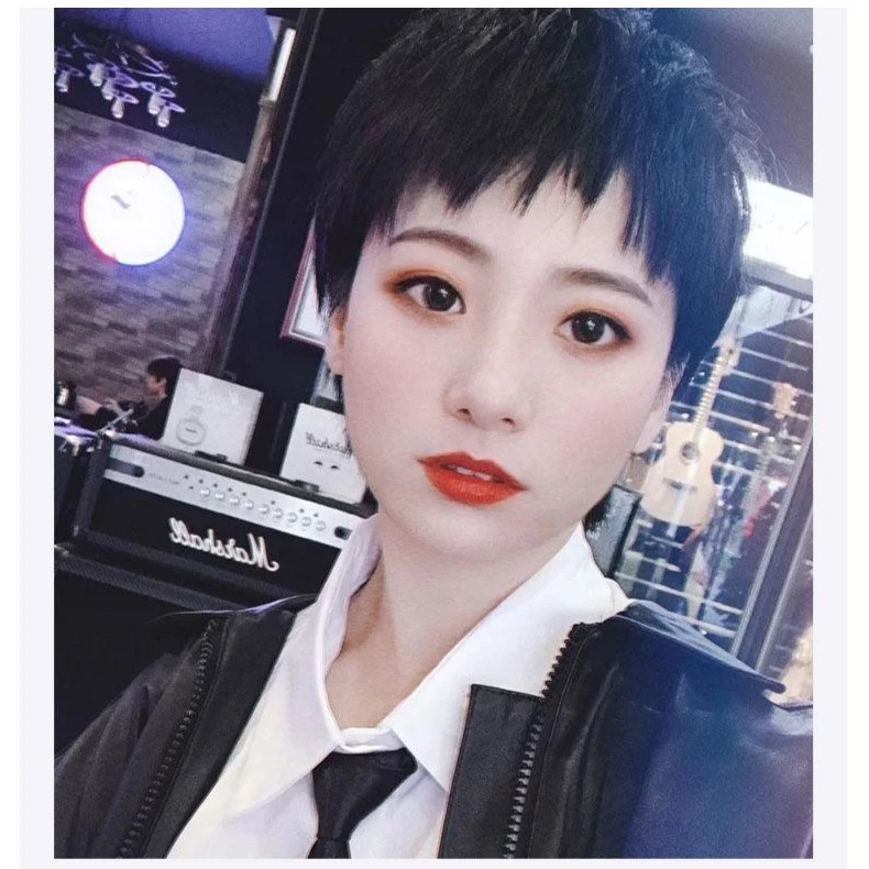 【狗啃刘海全真发机制短发】假发狗啃全真发减龄头皮假发套气质升级