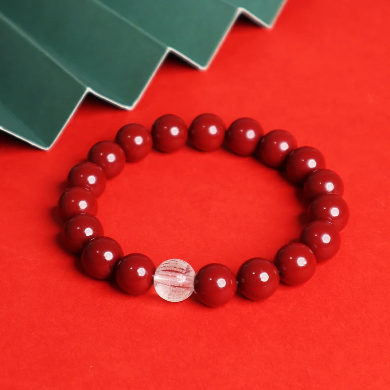 含辰砂工艺品心经朱砂手串本命年红色手串佛珠高级感