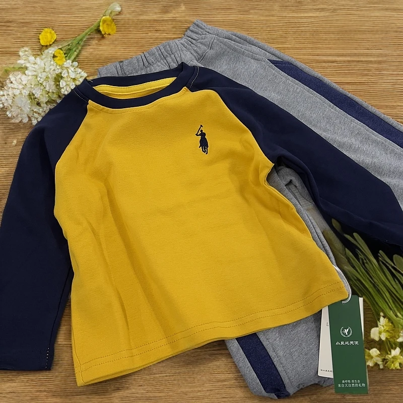 【姜黄插肩袖】WD204儿童纯棉百搭洋气时尚韩版圆领休闲上衣打底