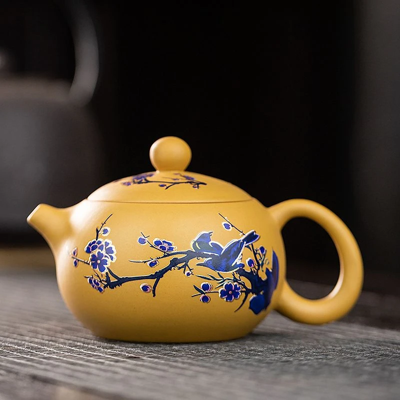 喜上眉梢黄段泥变色西施壶老师半手工球孔泡茶壶家用单壶