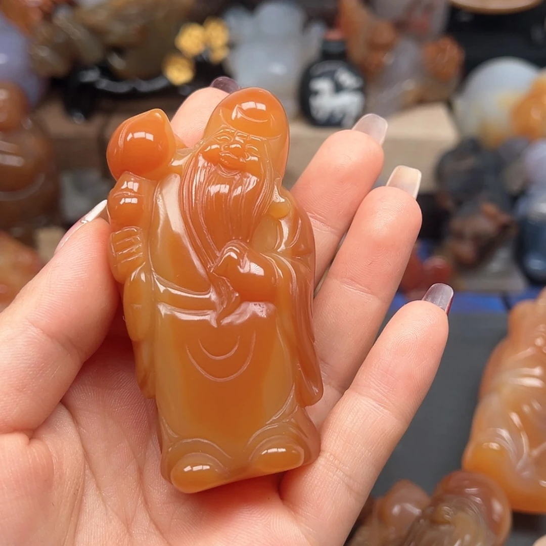 【闪购商品】玛瑙/玉髓手玩件合金逍**在